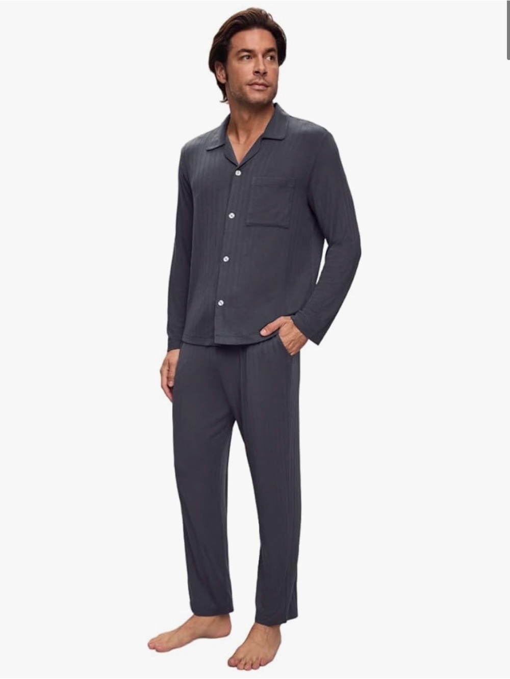 Eberjay Men’s Pajamas - William Size Large Charcoal Tencel